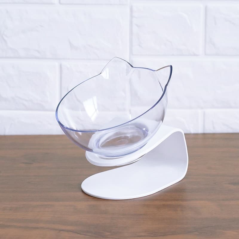 Comedero Elevado con Cuenco Transparente para Gatos